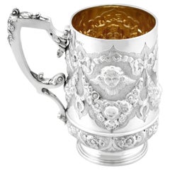 Antiker viktorianischer Christenbecher aus Sterlingsilber aus dem Jahr 1886