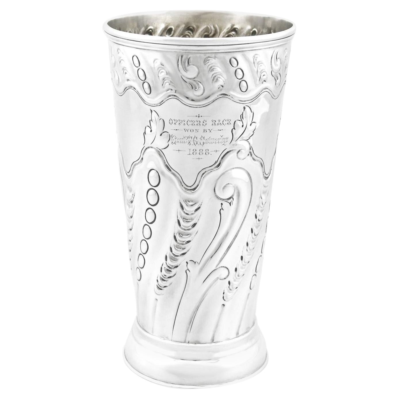 Vase victorien ancien en argent sterling de Frederick Elkington & Co, 1887