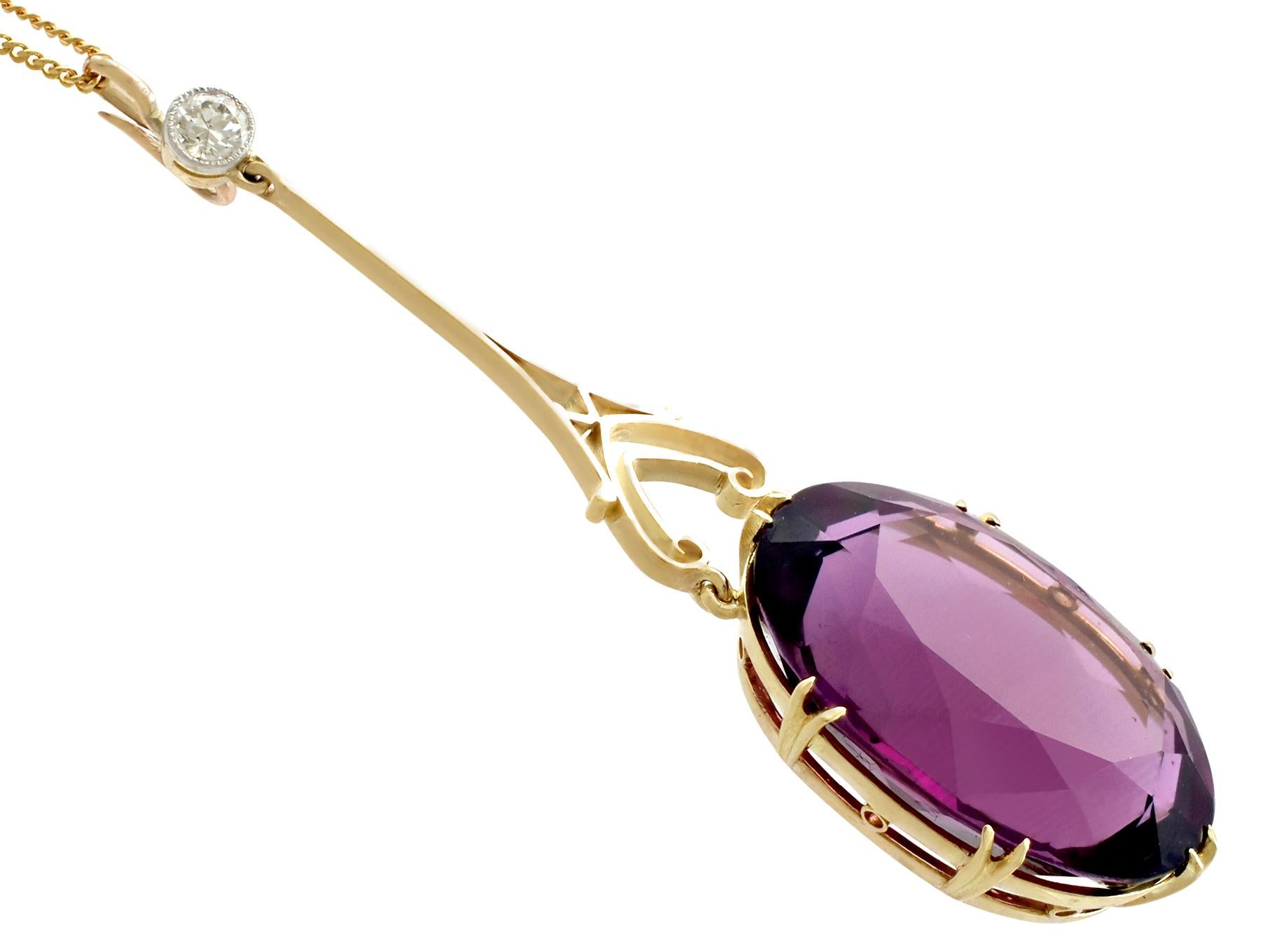 Women's or Men's Antique Victorian 1890s 24.63 Carat Amethyst and Yellow Gold Pendant