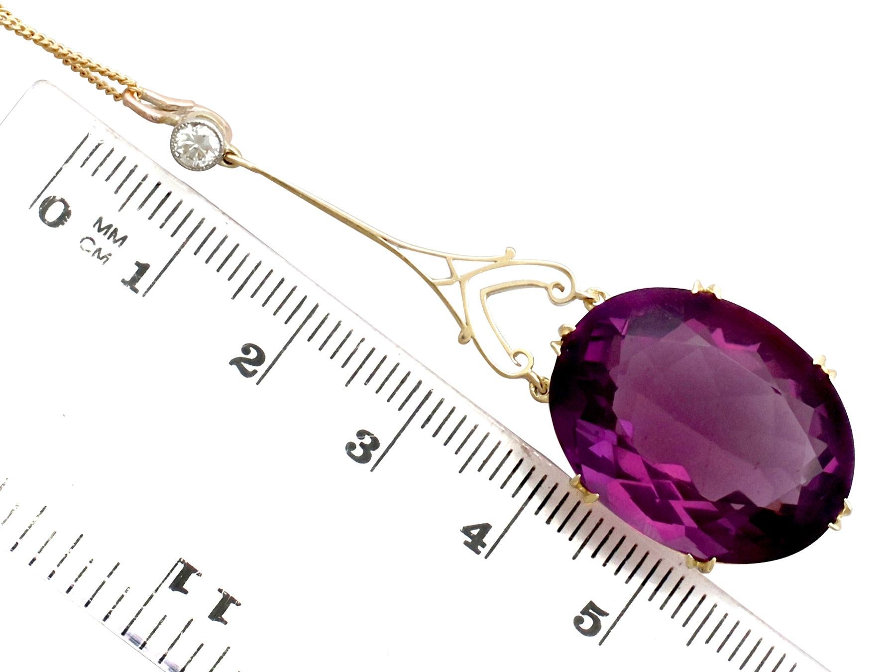 Antique Victorian 1890s 24.63 Carat Amethyst and Yellow Gold Pendant 2