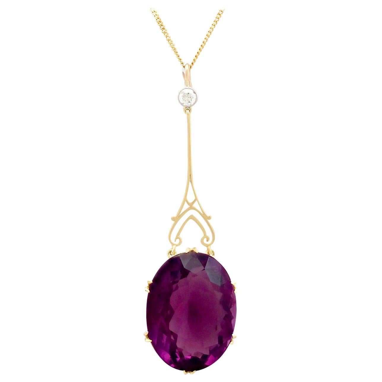 Antique Victorian 1890s 24.63 Carat Amethyst and Yellow Gold Pendant