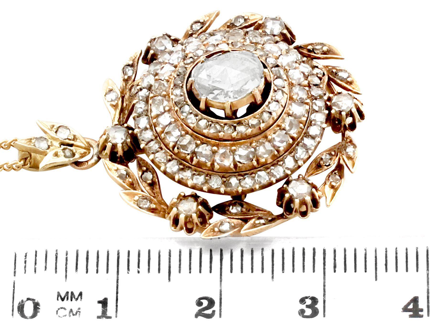 Women's Antique Victorian 1890s 2.95 Carat Diamond and Yellow Gold Pendant