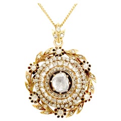 Antique Victorian 1890s 2.95 Carat Diamond and Yellow Gold Pendant