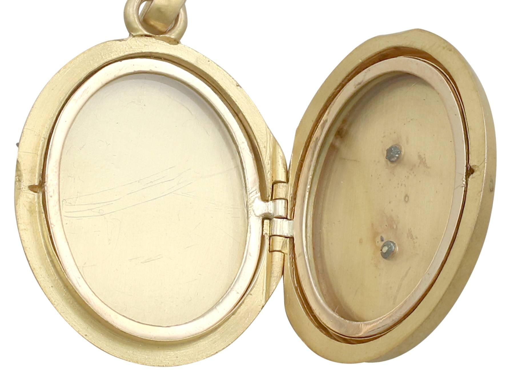 Antique Victorian 1890s Blue Enamel and Yellow Gold Locket 2