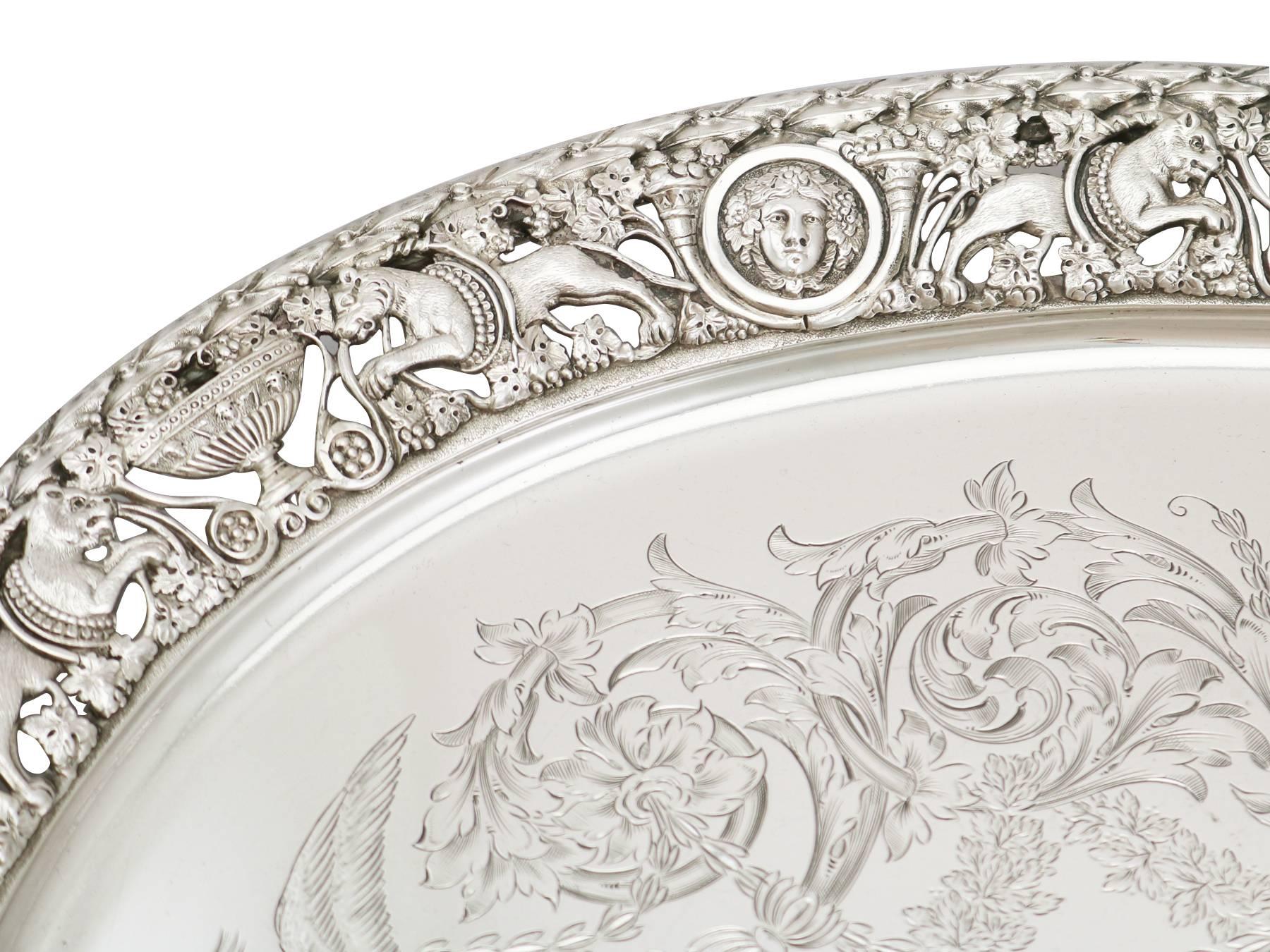 Late 19th Century Antique Victorian 1894 Sterling Silver Tea Tray by Mappin & Webb Ltd