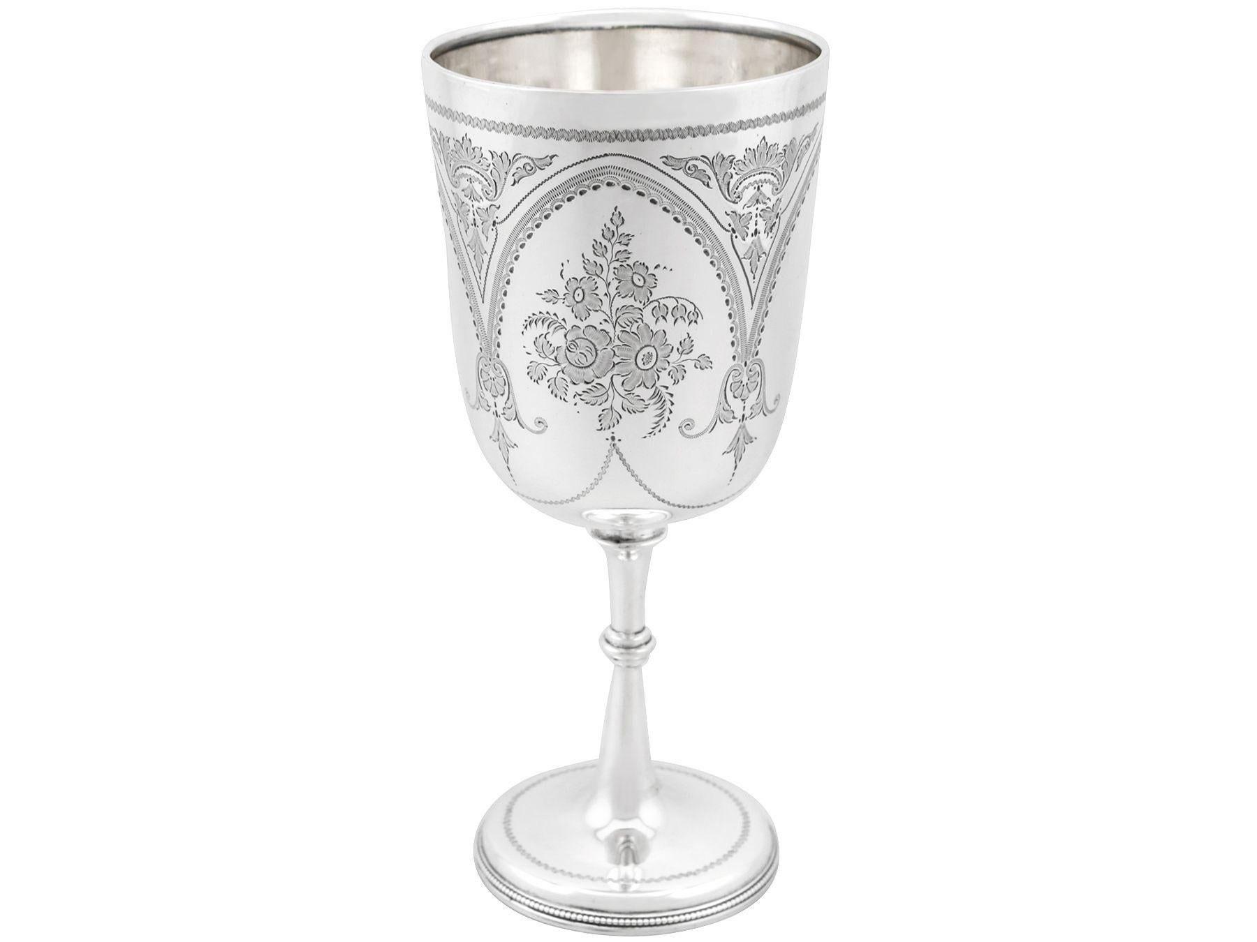 English Antique Victorian 1895 Sterling Silver Goblet For Sale