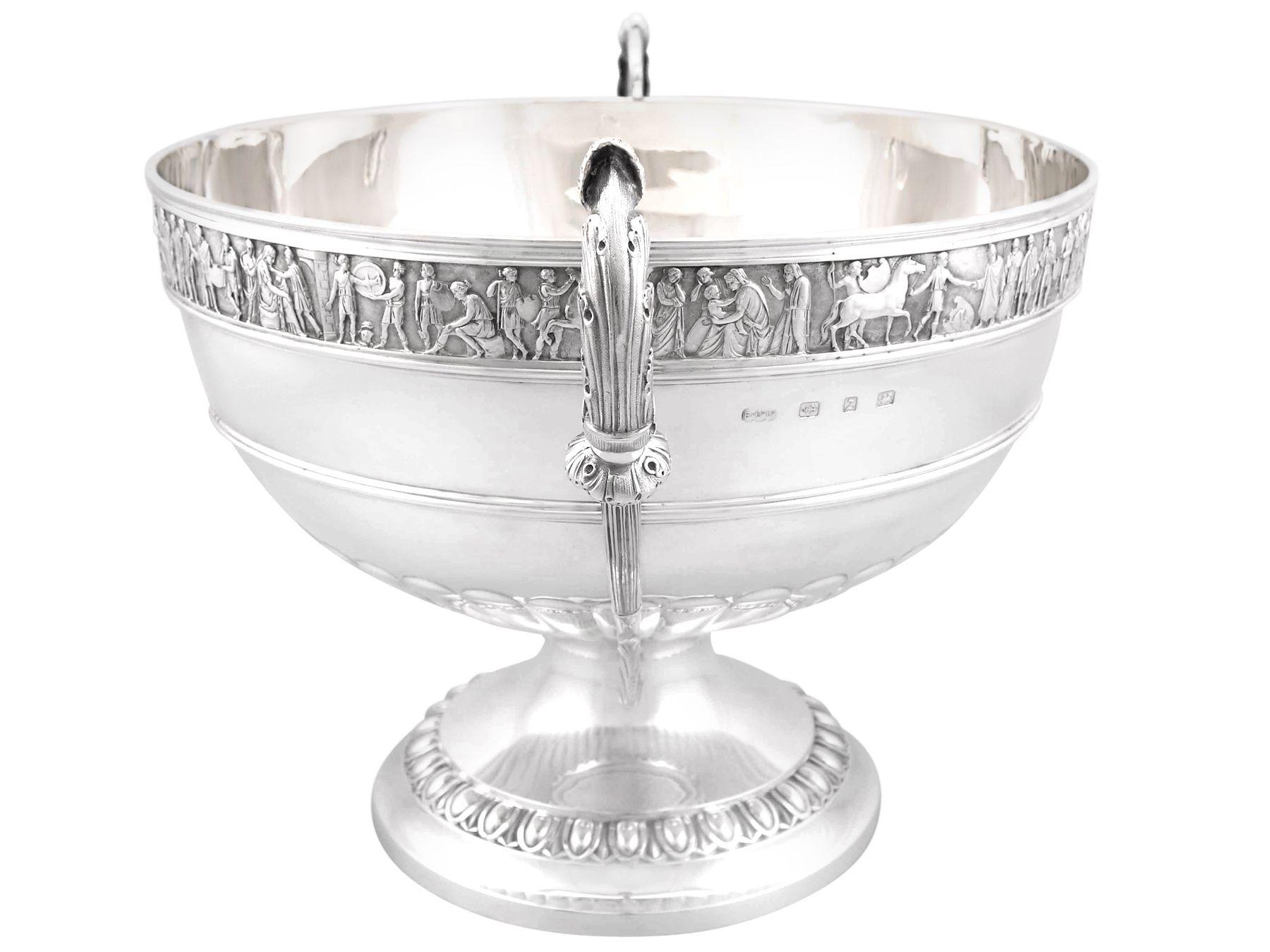 British Antique Victorian 1899 Sterling Silver Presentation Bowl For Sale