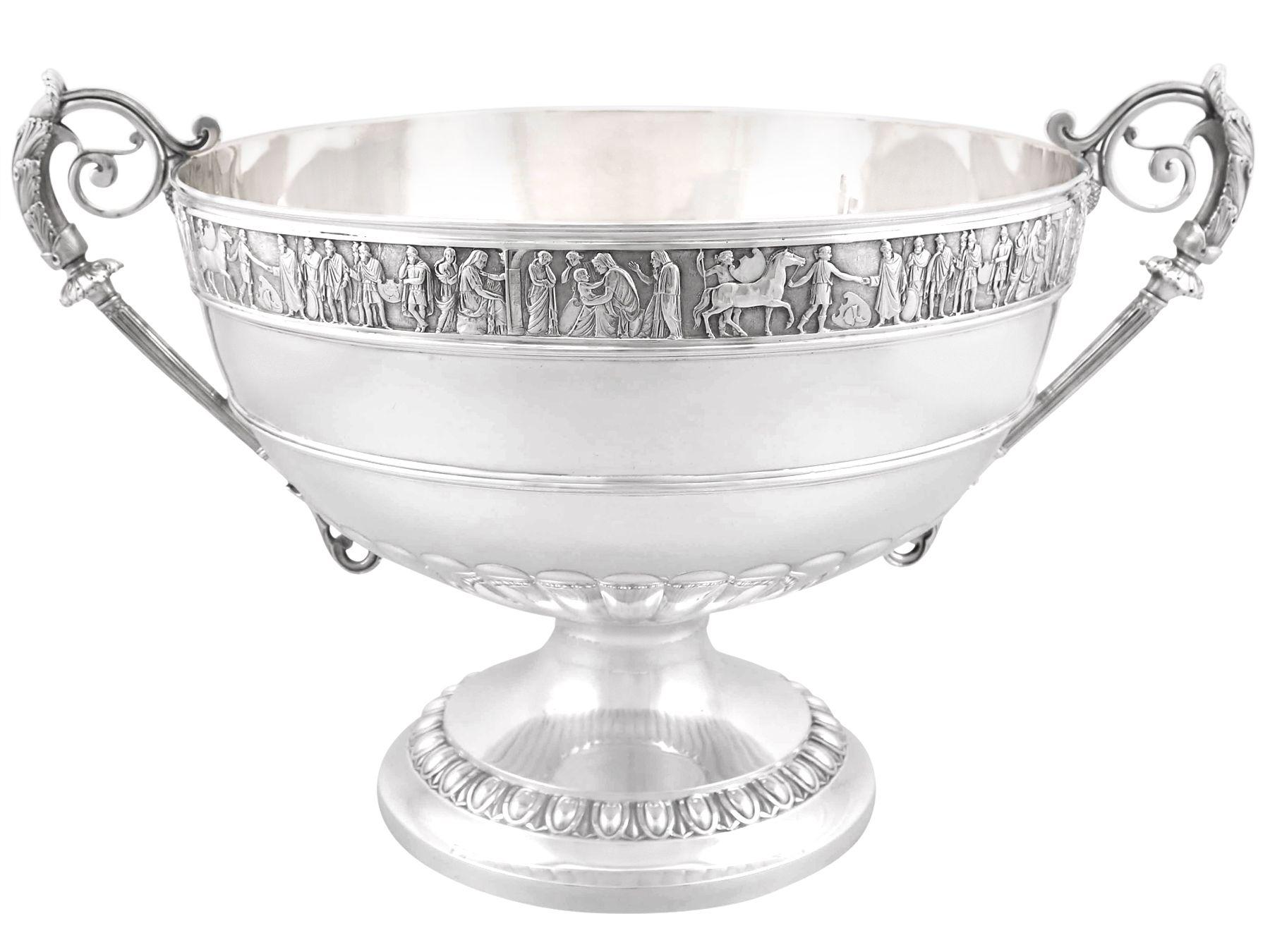 Molded Antique Victorian 1899 Sterling Silver Presentation Bowl For Sale