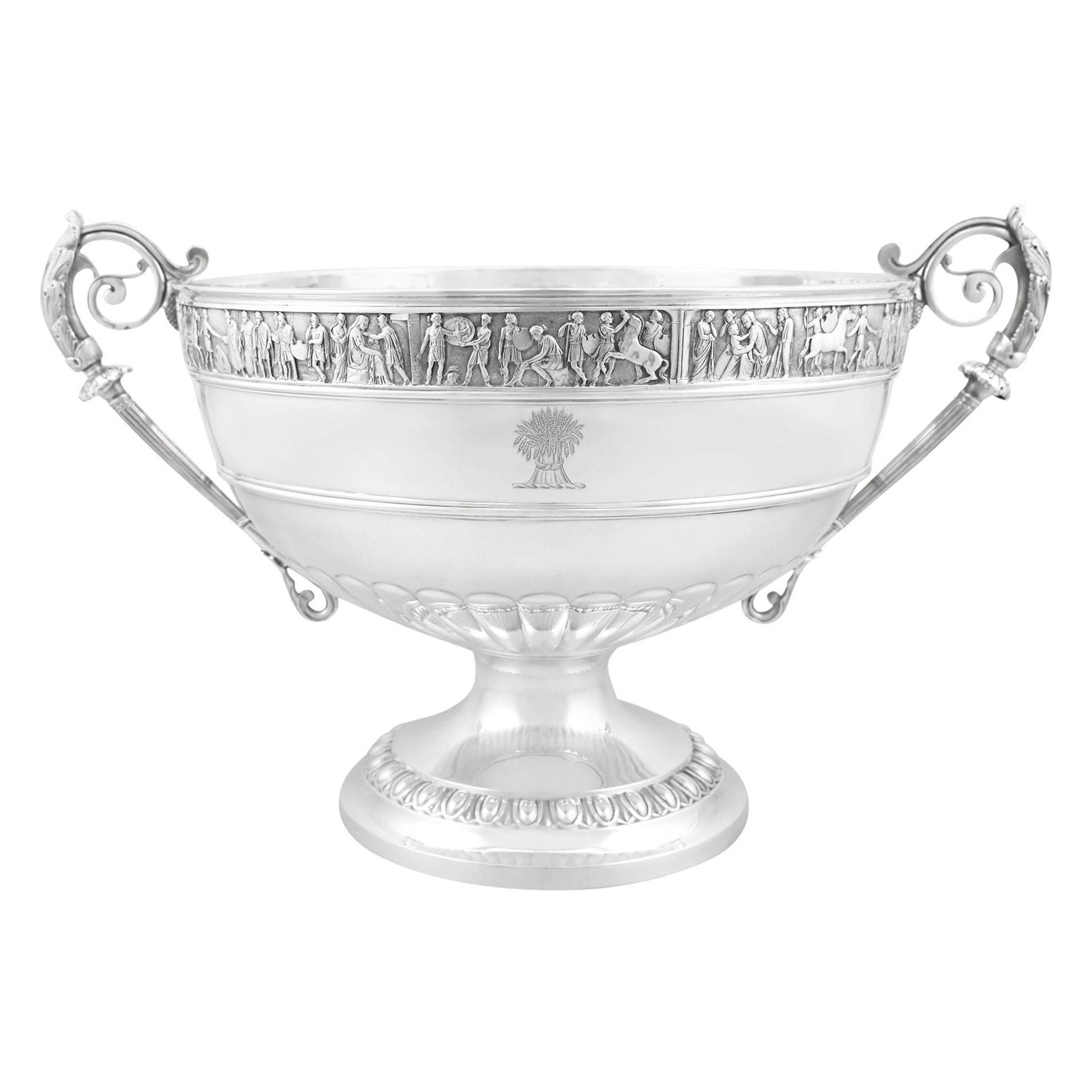 Antica ciotola di presentazione in argento sterling vittoriana del 1899