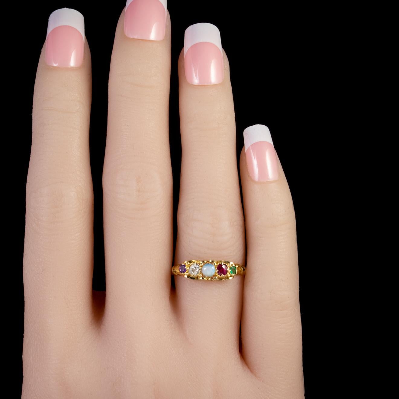 Women's Antique Victorian 18 Carat Gold Adore Ring, circa 1860
