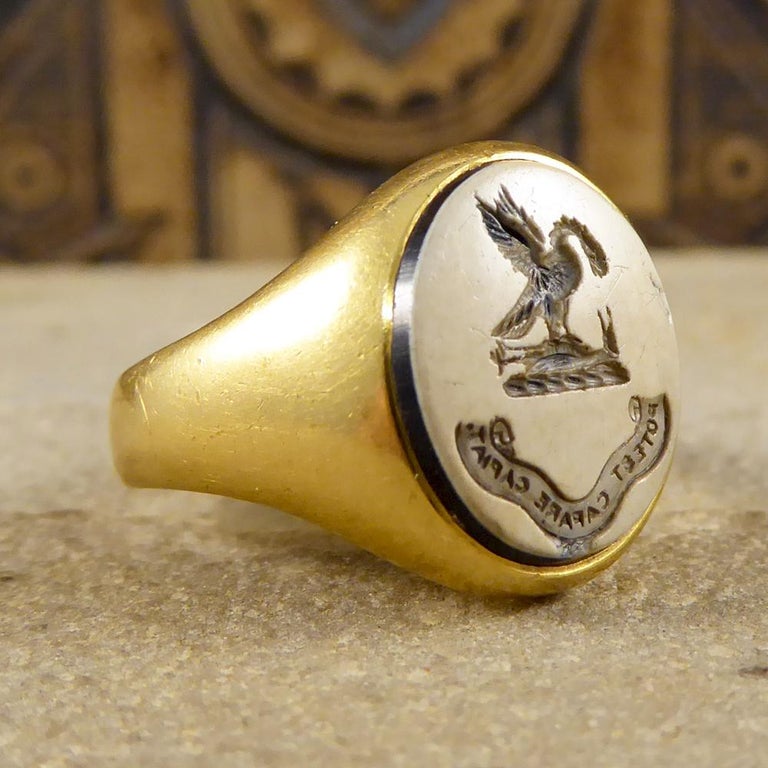 Antique Victorian 18ct Gold and Carved Agate Stone Crest Gents Ring ...