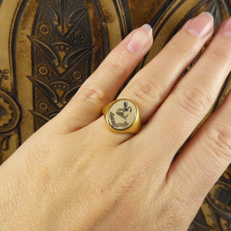 Antique Victorian 18ct Gold and Carved Agate Stone Crest Gents Ring ...