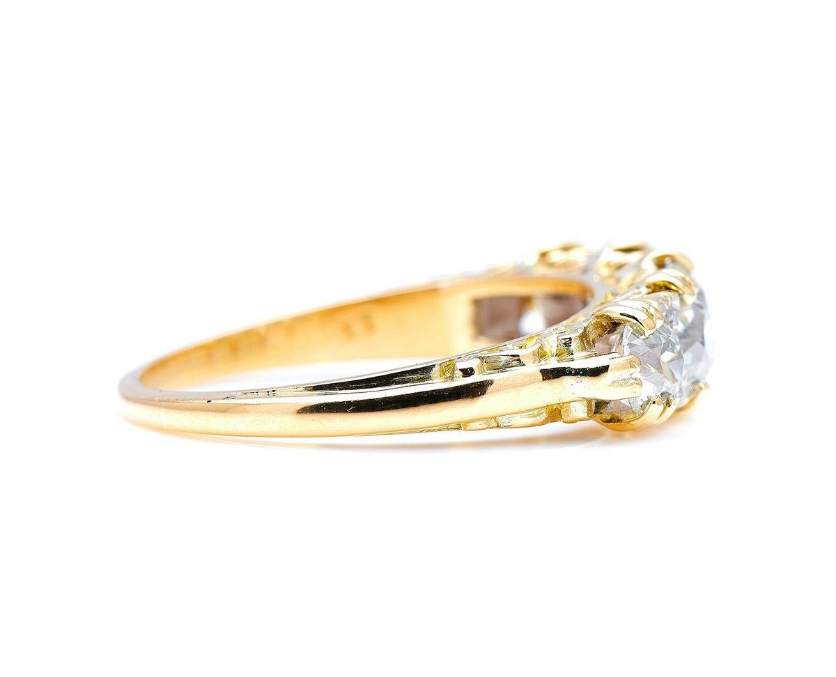 victorian 18ct gold 5 stone diamond ring