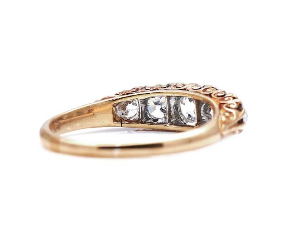 Antique, Victorian, 18ct Gold, Diamond Five-Stone Ring In Excellent Condition For Sale In Rochford, Essex
