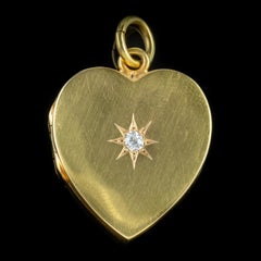 Antique Victorian 18 Carat Gold Diamond Heart Locket Pendant, circa 1900