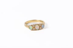 Antique Victorian 18ct Gold Opal & Diamond Trilogy Ring