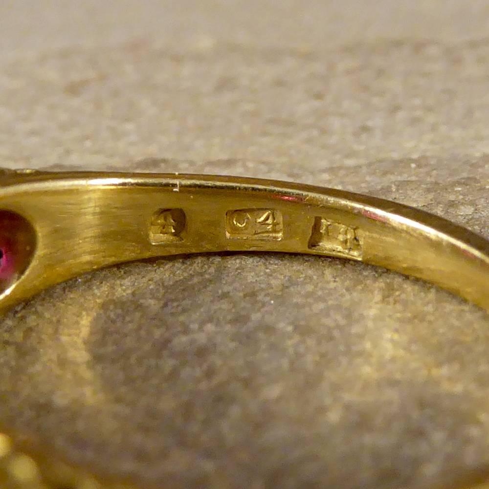Antique Victorian 18 Carat Gold Ruby and Diamond Five-Stone Ring 1
