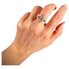 Antique Victorian 18ct Gold Ruby & Diamond Marquise Ring