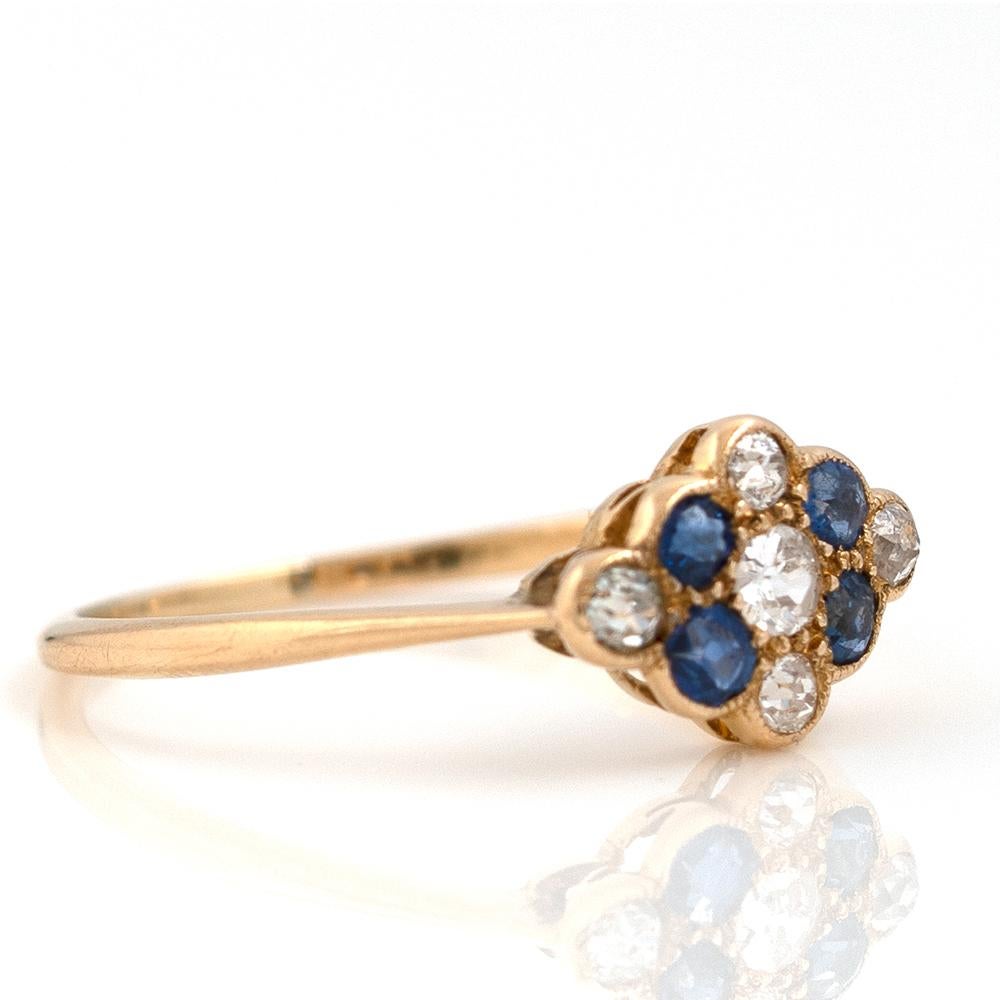 Antiker viktorianischer 18 Karat Gold Saphir-Diamant-Ring (Viktorianisch) im Angebot