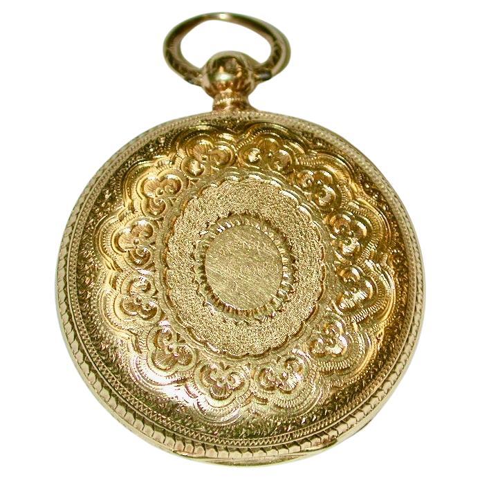 Antique Victorian 18 Ct Hunter Pocket Watch, Hallmarked in Chester, 1867 For Sale