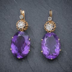 Antique Victorian 18ct Rose Gold Amethyst Earrings 16ct of Amethyst, circa 1900