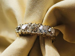 Antique, Victorian, 18 Carat Yellow Gold, Old Cut Diamond Half Hoop Ring
