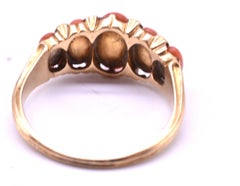 Antique Victorian 18 Karat Five-Stone Coral and Diamond Ring c1860