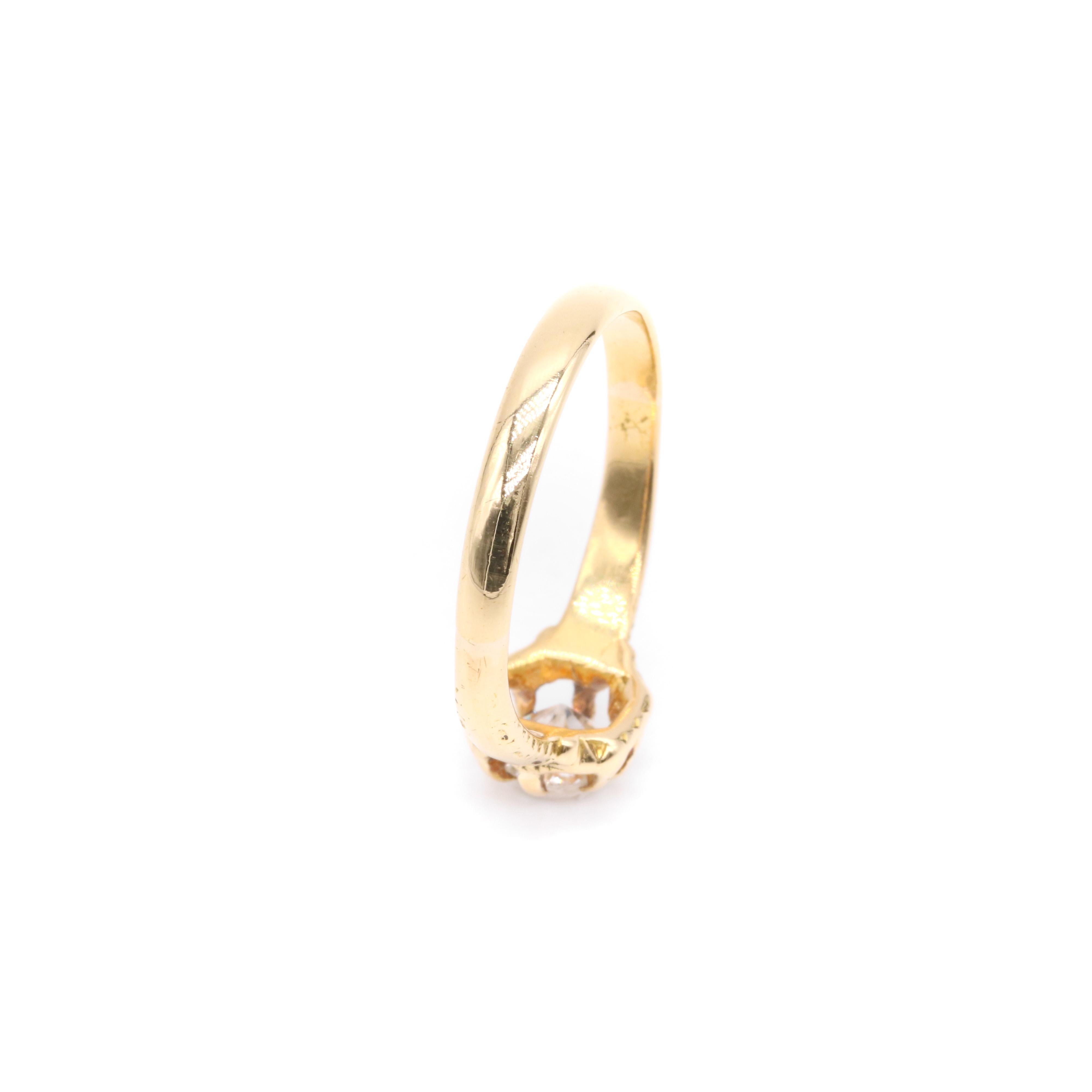 Antique Victorian 18K Gold 0.61ct Old Mine Cut Diamond Belcher Solitaire Ring For Sale 5