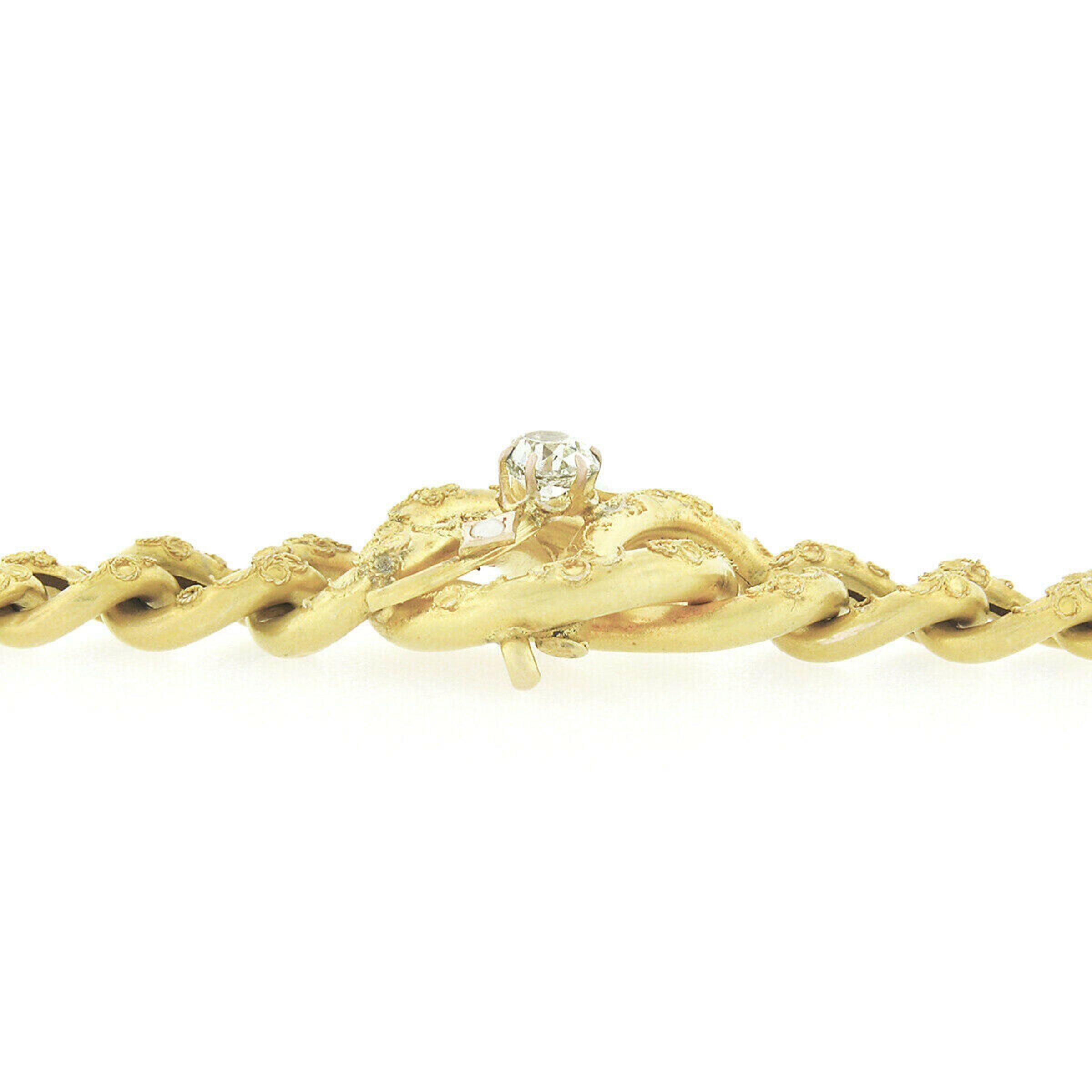 Antique Victorian 18k Gold 0.76ct GIA Mine Cut Diamond Curb Link Chain Bracelet In Good Condition In Montclair, NJ