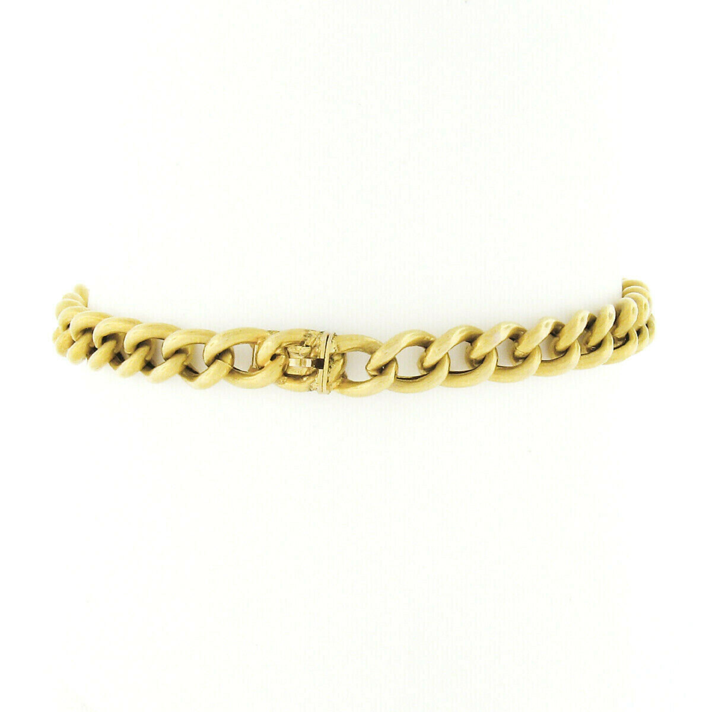 Women's Antique Victorian 18k Gold 0.76ct GIA Mine Cut Diamond Curb Link Chain Bracelet