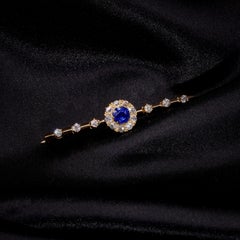 Antique Victorian 18K Gold 1.33tgw Sapphire and Old Cut Diamond Cluster Brooch