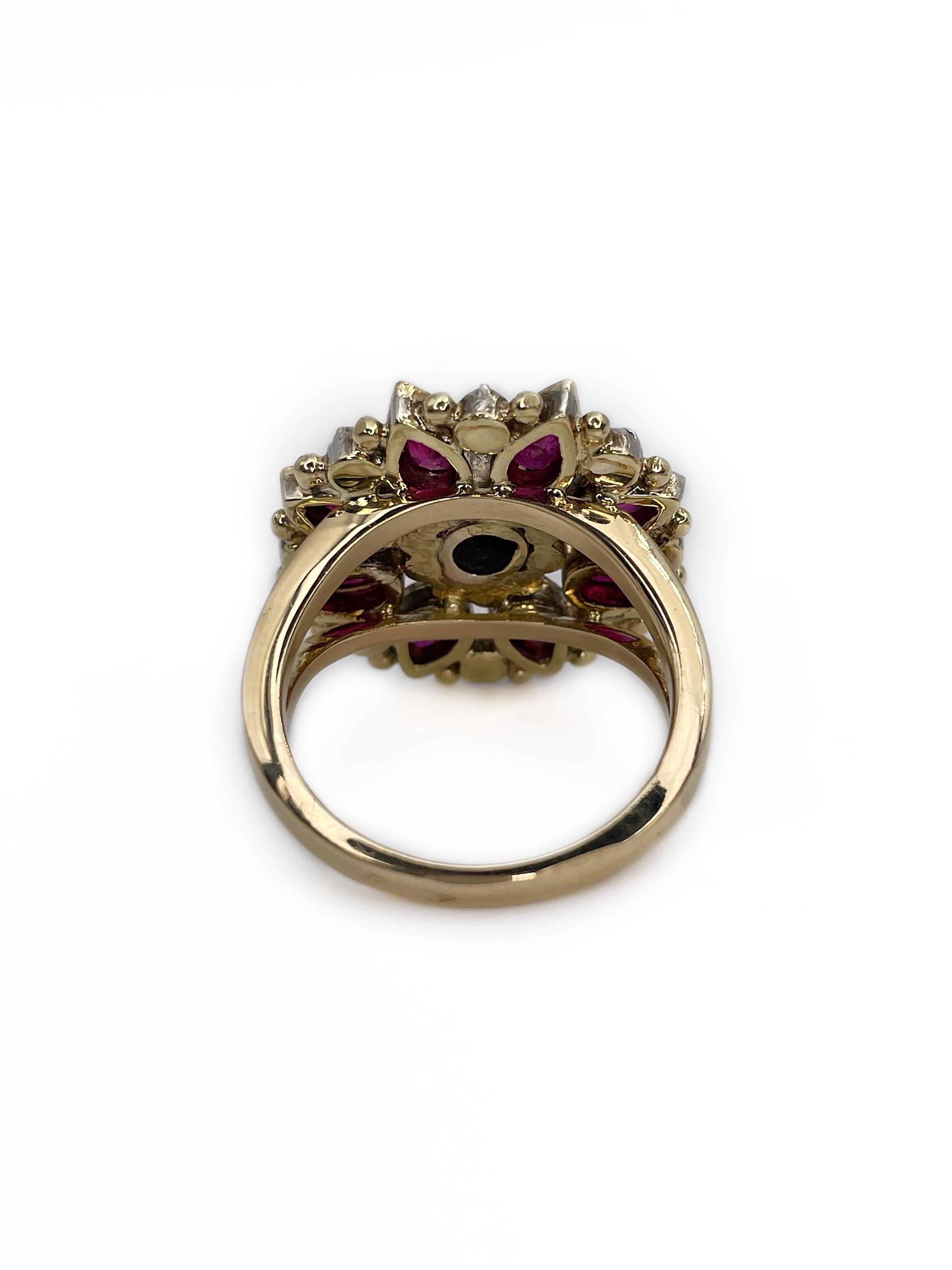Women's Victorian 18 Karat Gold 2.14 Carat Ruby 0.27 Carat Rose Cut Diamond Ring
