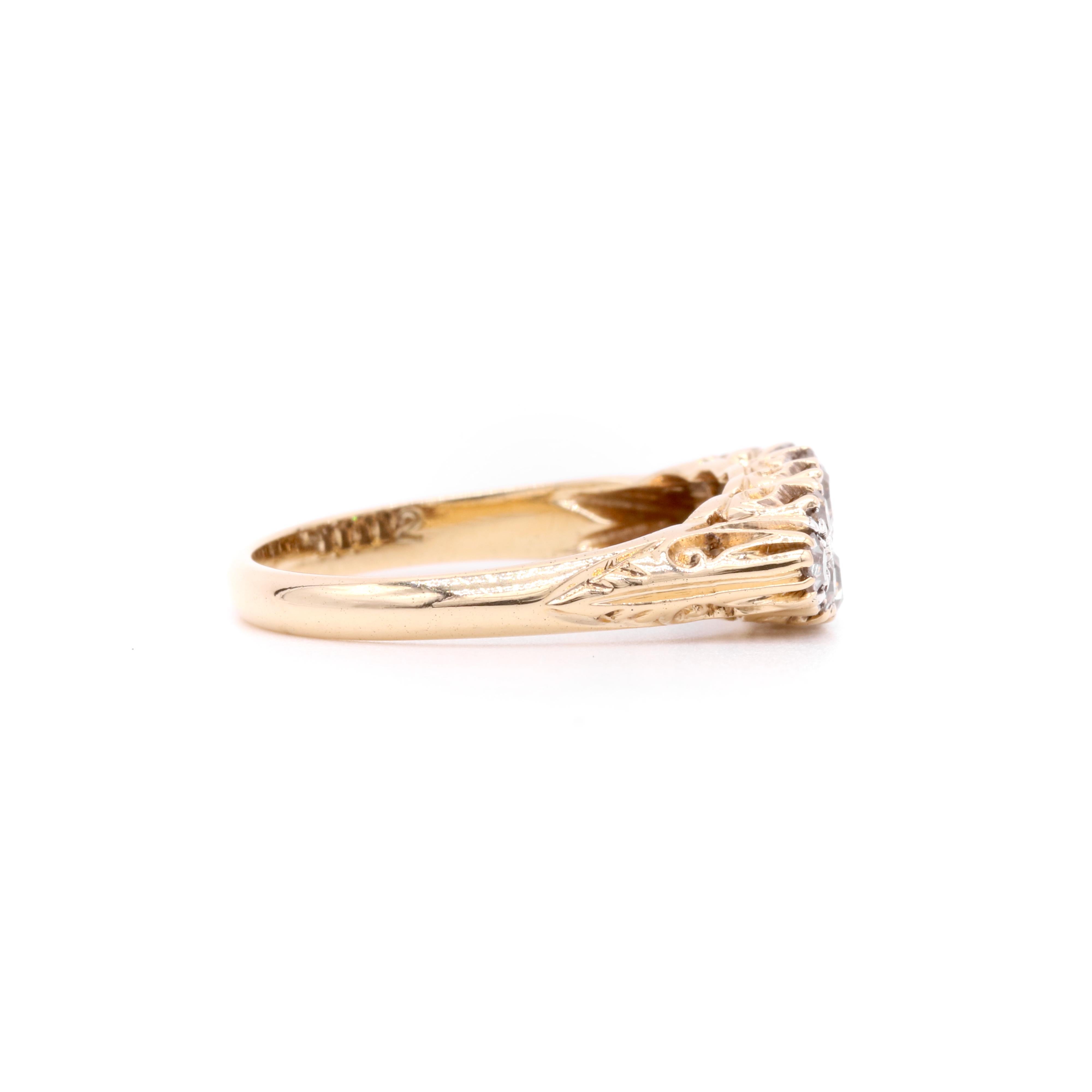 Antique Victorian 18K Gold and Silver 0.85ctw Old Cut Diamond Double Row Ring For Sale 1