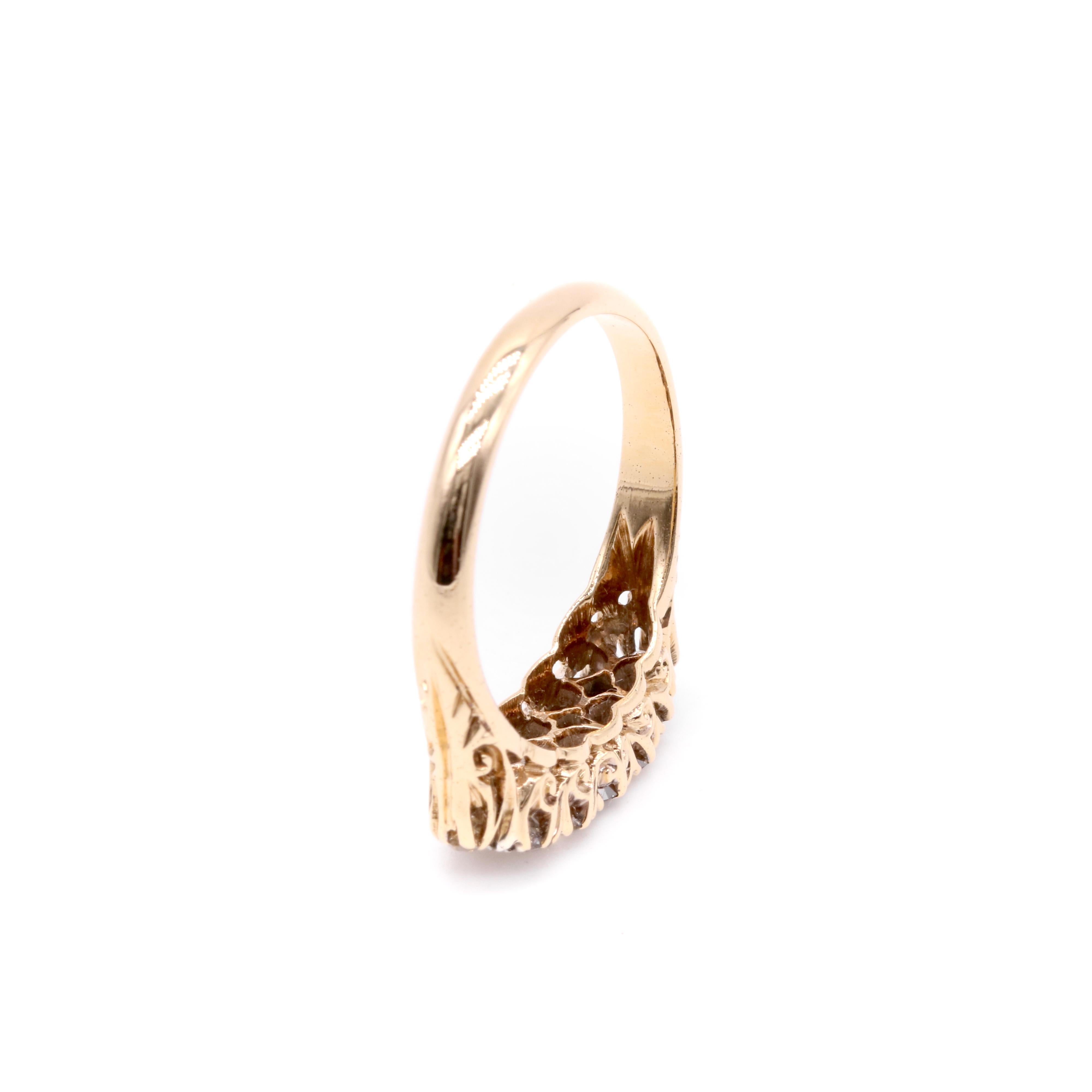 Antique Victorian 18K Gold and Silver 0.85ctw Old Cut Diamond Double Row Ring For Sale 4