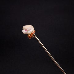Antique Victorian 18K Gold Baroque Pearl, Ruby and Enamel Dog Head Stick Pin