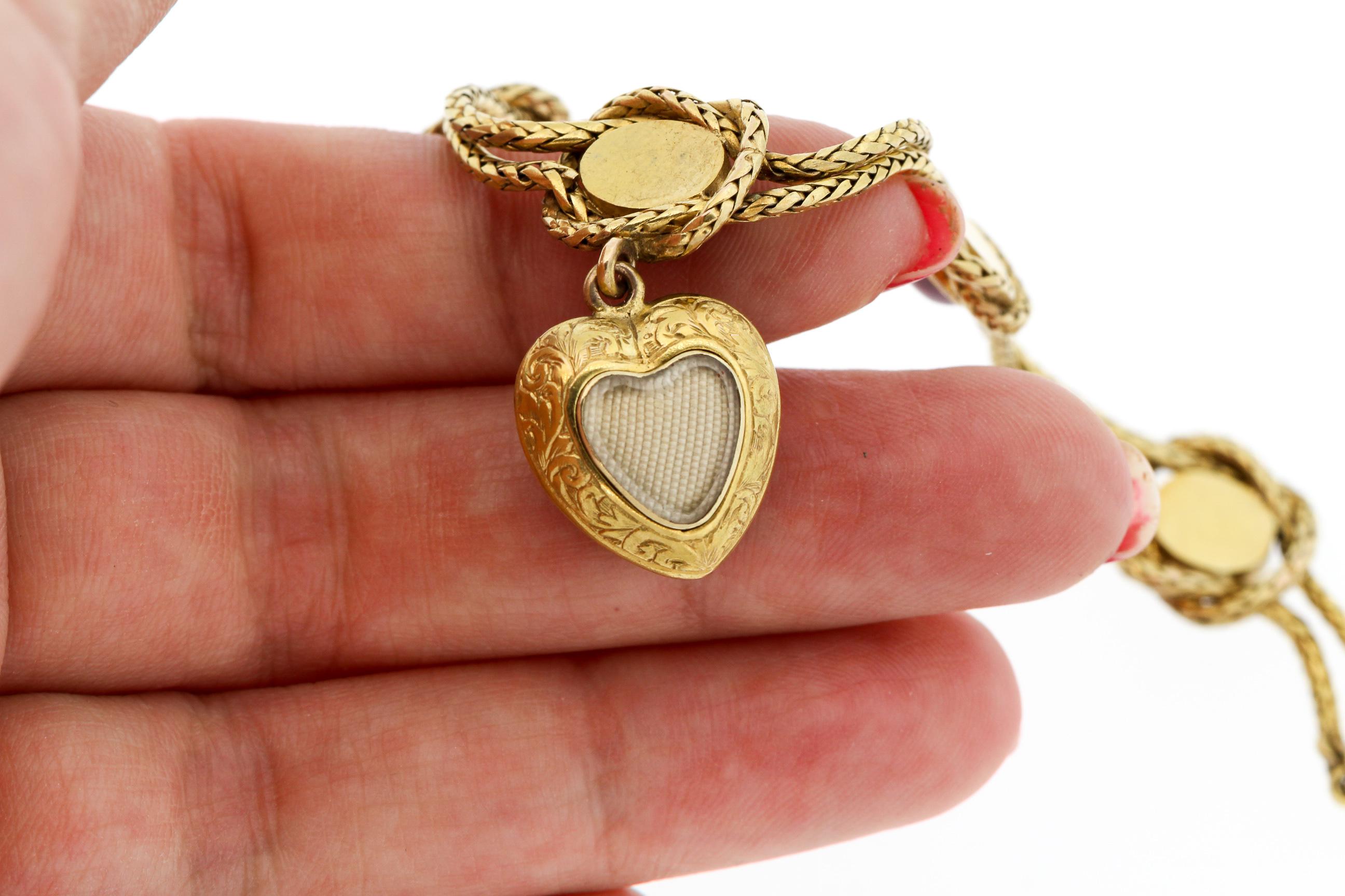 Antique Victorian 18 Karat Gold Carbuncle Garnet Heart Bracelet 5