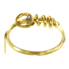 Antique Victorian 18K Gold Diamond Bracelet Snake Coiled Around its own Body