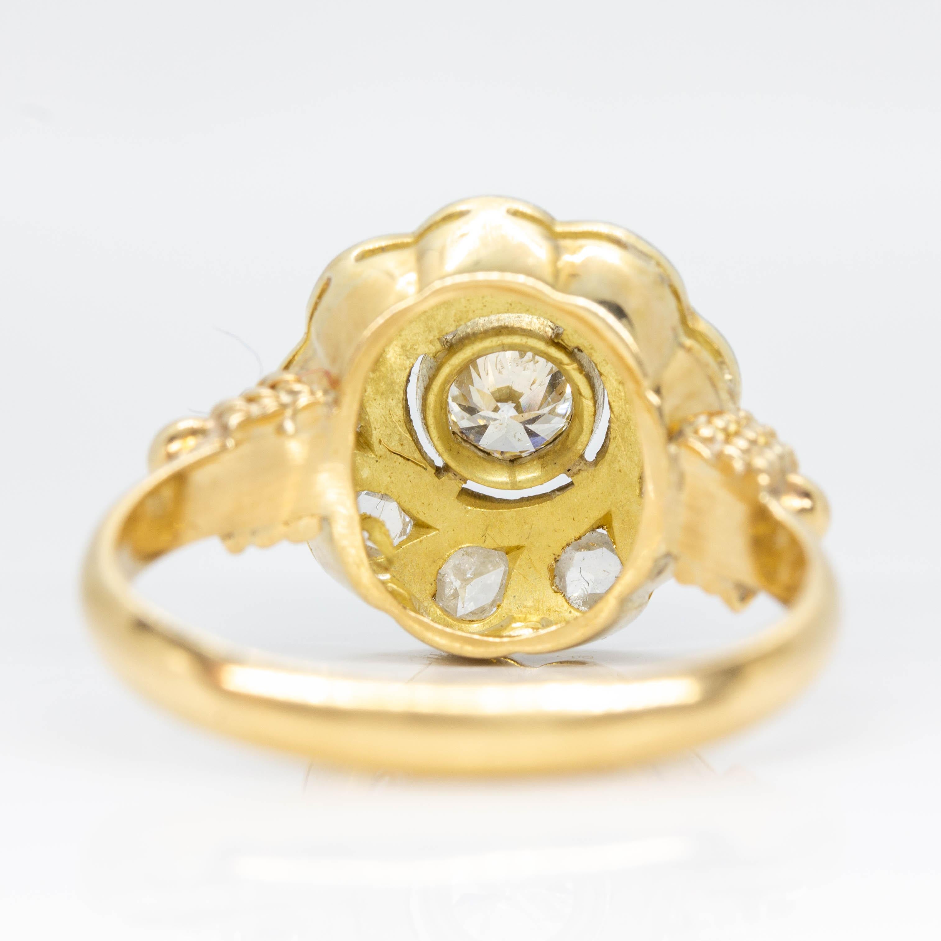 Old Mine Cut Antique Victorian 18 Karat Gold Diamond Ring