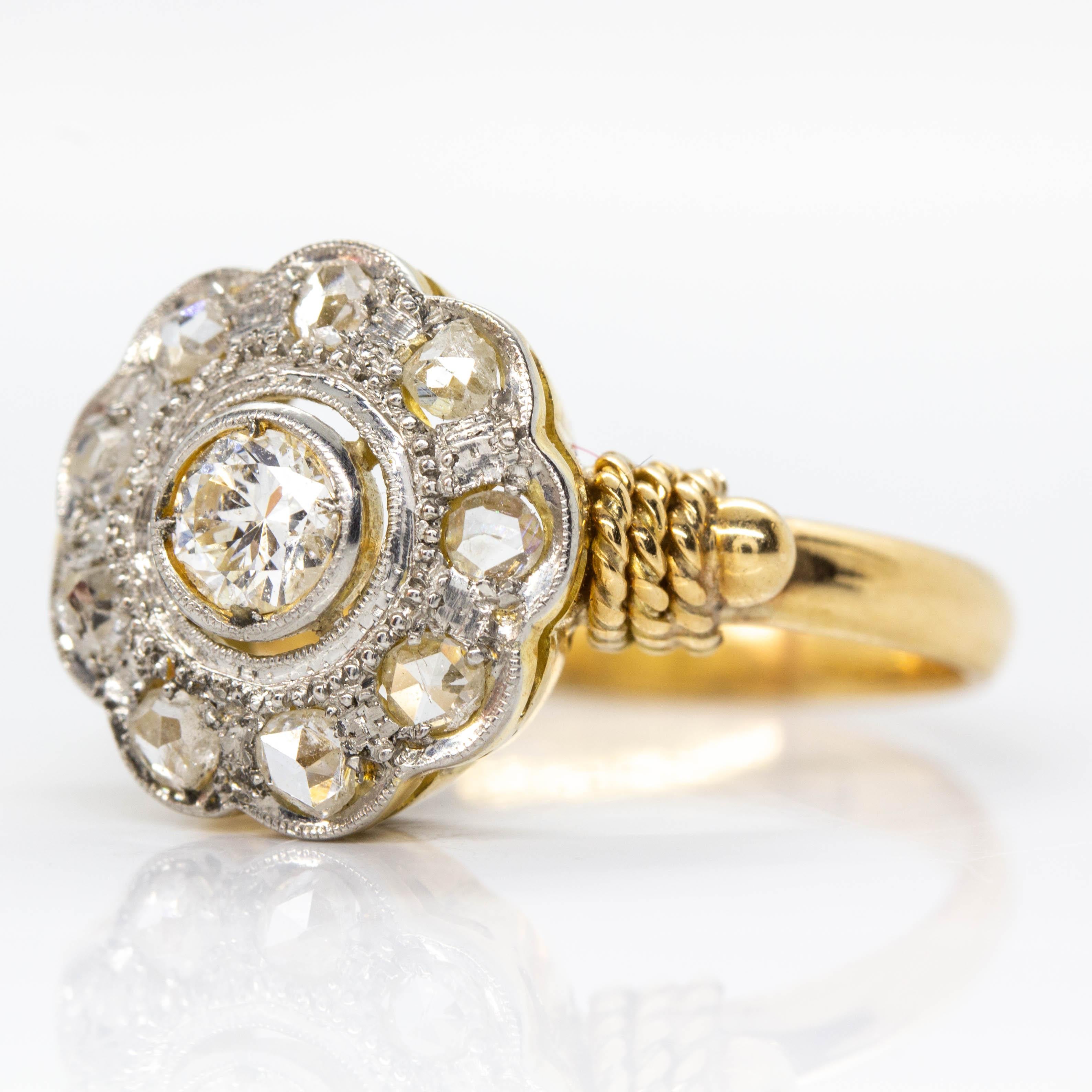 Antique Victorian 18 Karat Gold Diamond Ring In Excellent Condition In Miami, FL