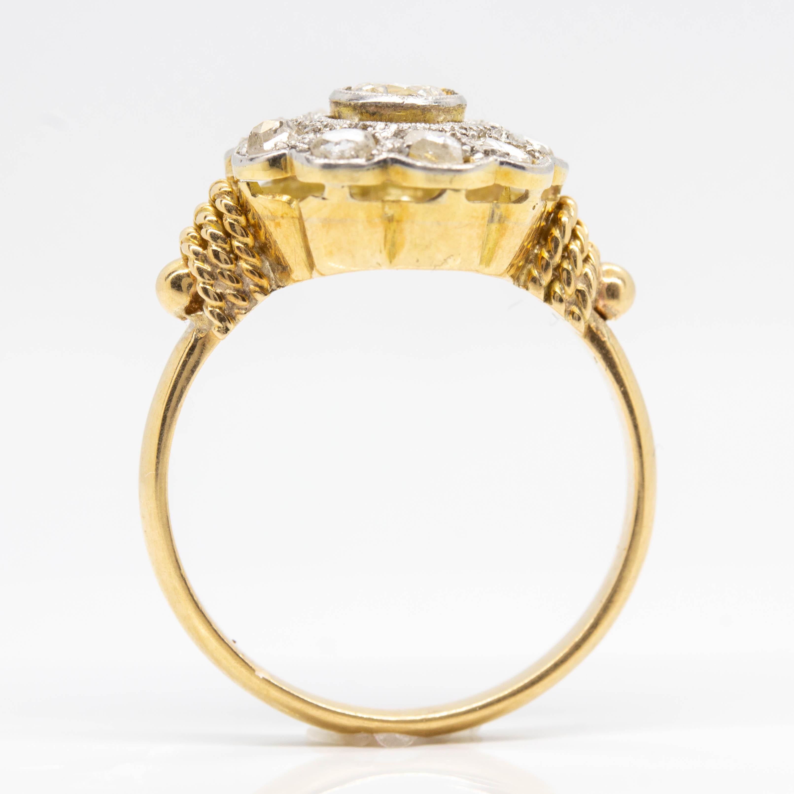Women's or Men's Antique Victorian 18 Karat Gold Diamond Ring