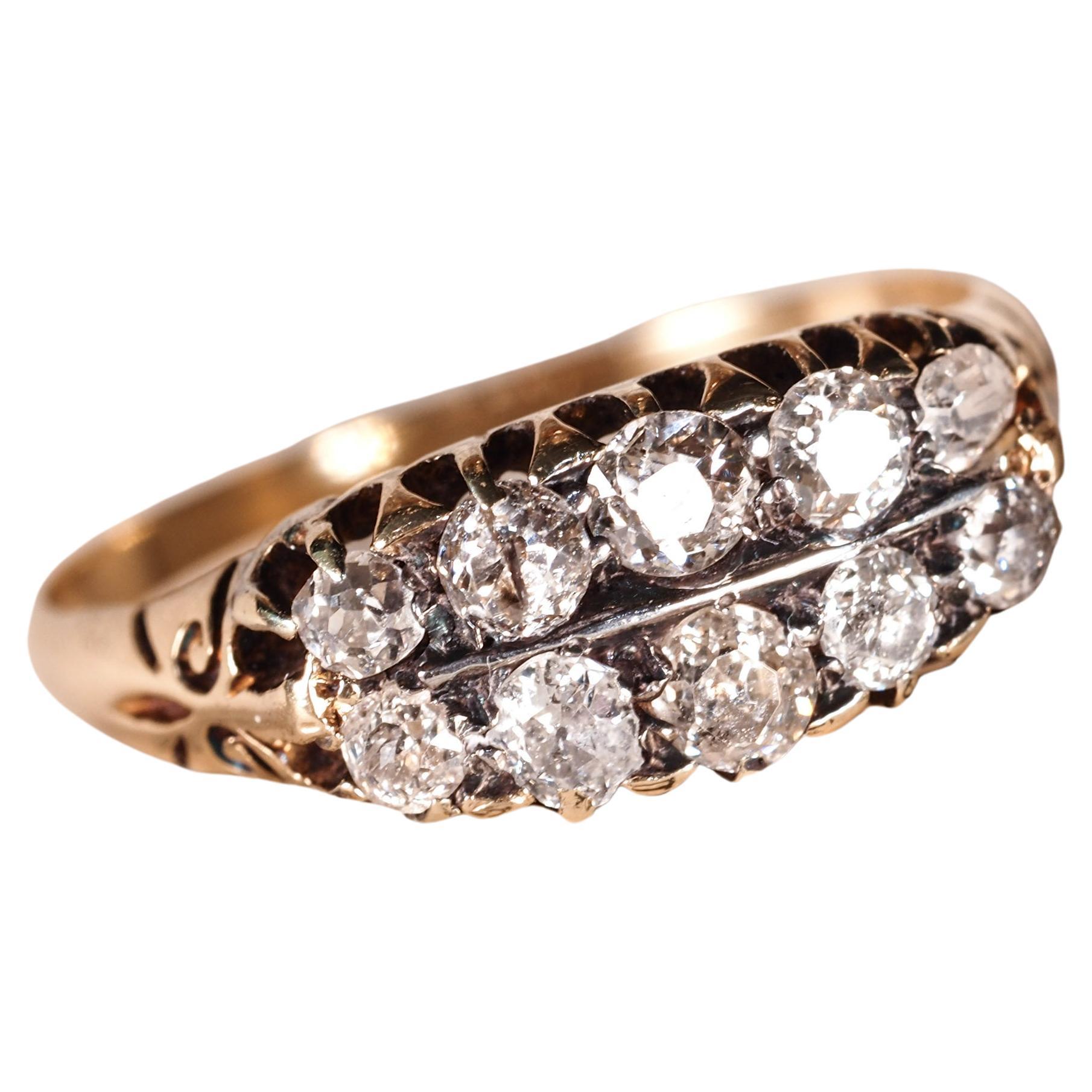 Antique Victorian 18K Gold Diamond Ring Old Cut - Boat Shaped c.1890 For Sale