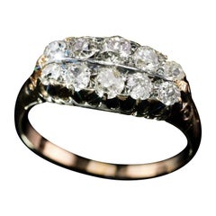 Antiker viktorianischer 18 Karat Gold Diamantring in Bootsform mit alteuropäischem Schliff, um 1890