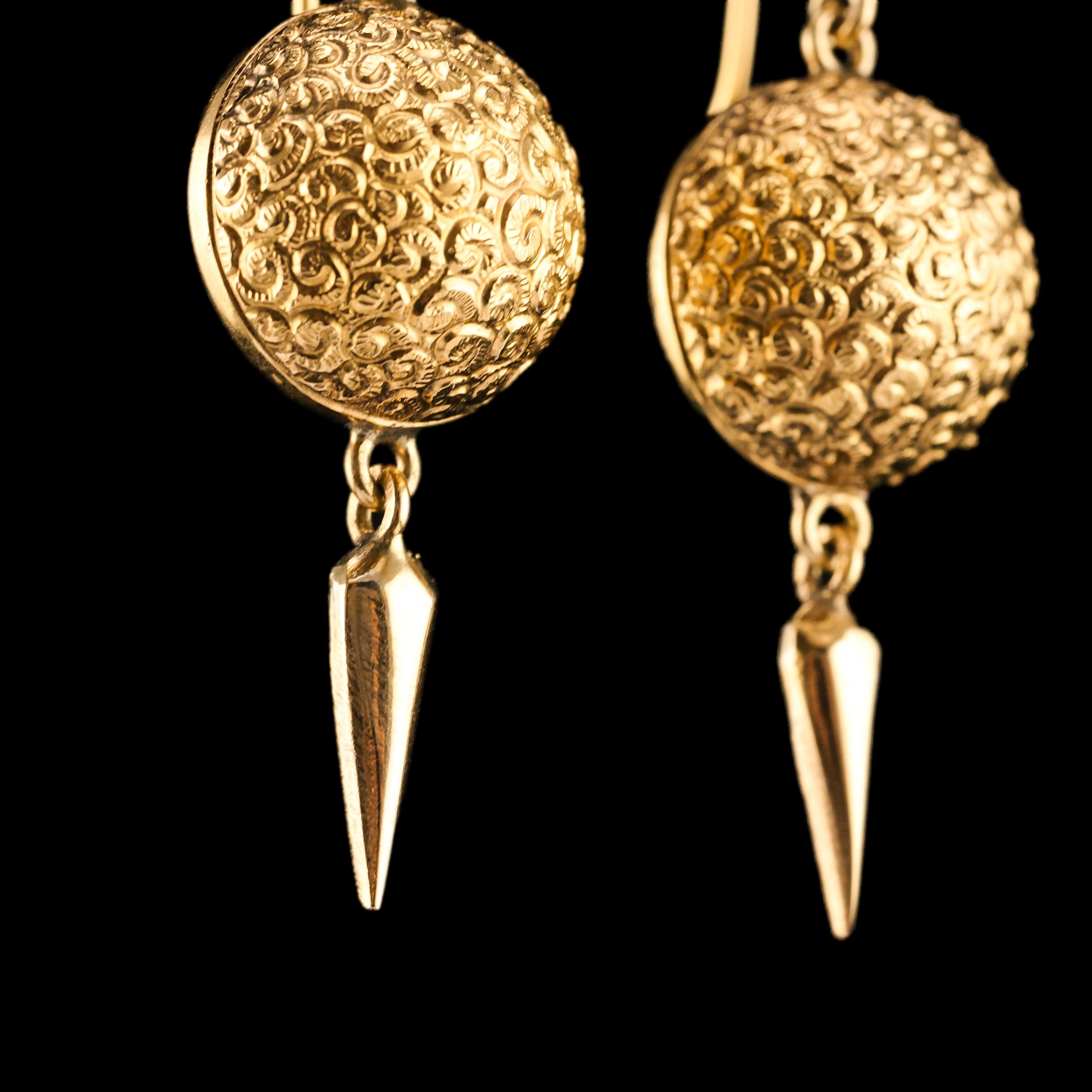 Antique Victorian 18K Gold Earrings Etruscan Style - c.1880 8