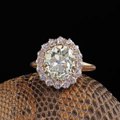 Antique Victorian 18K Gold Fancy Yellow Old Mine Diamond Engagement Ring - GIA