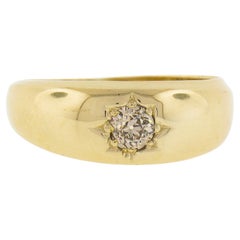 Antique Victorian 18k Gold GIA Fancy Pinkish Brown Old European Diamond Ring