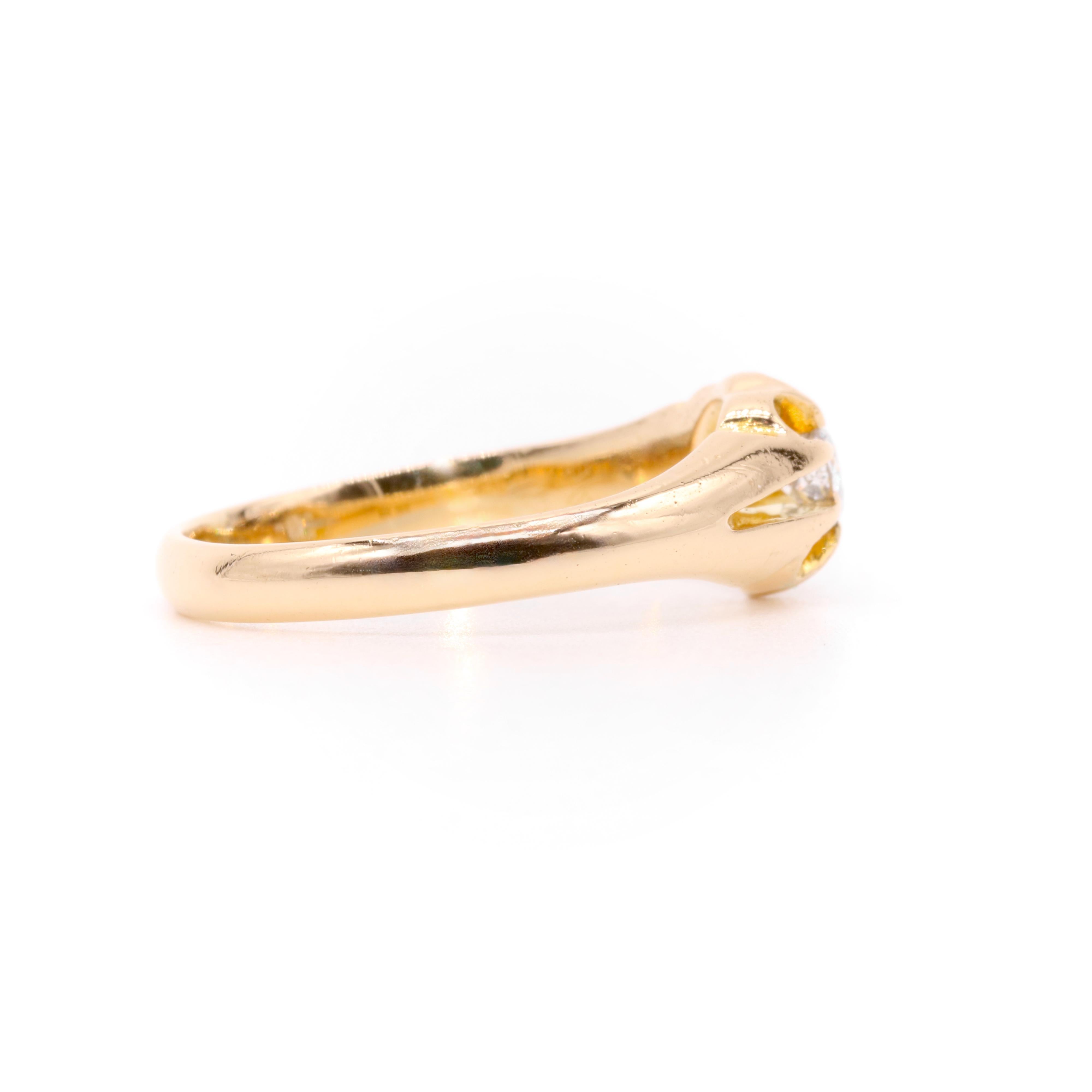 Bague ceinture solitaire victorienne ancienne en or 18 carats avec diamants taille vieille Europe Bon état - En vente à Staines-Upon-Thames, GB