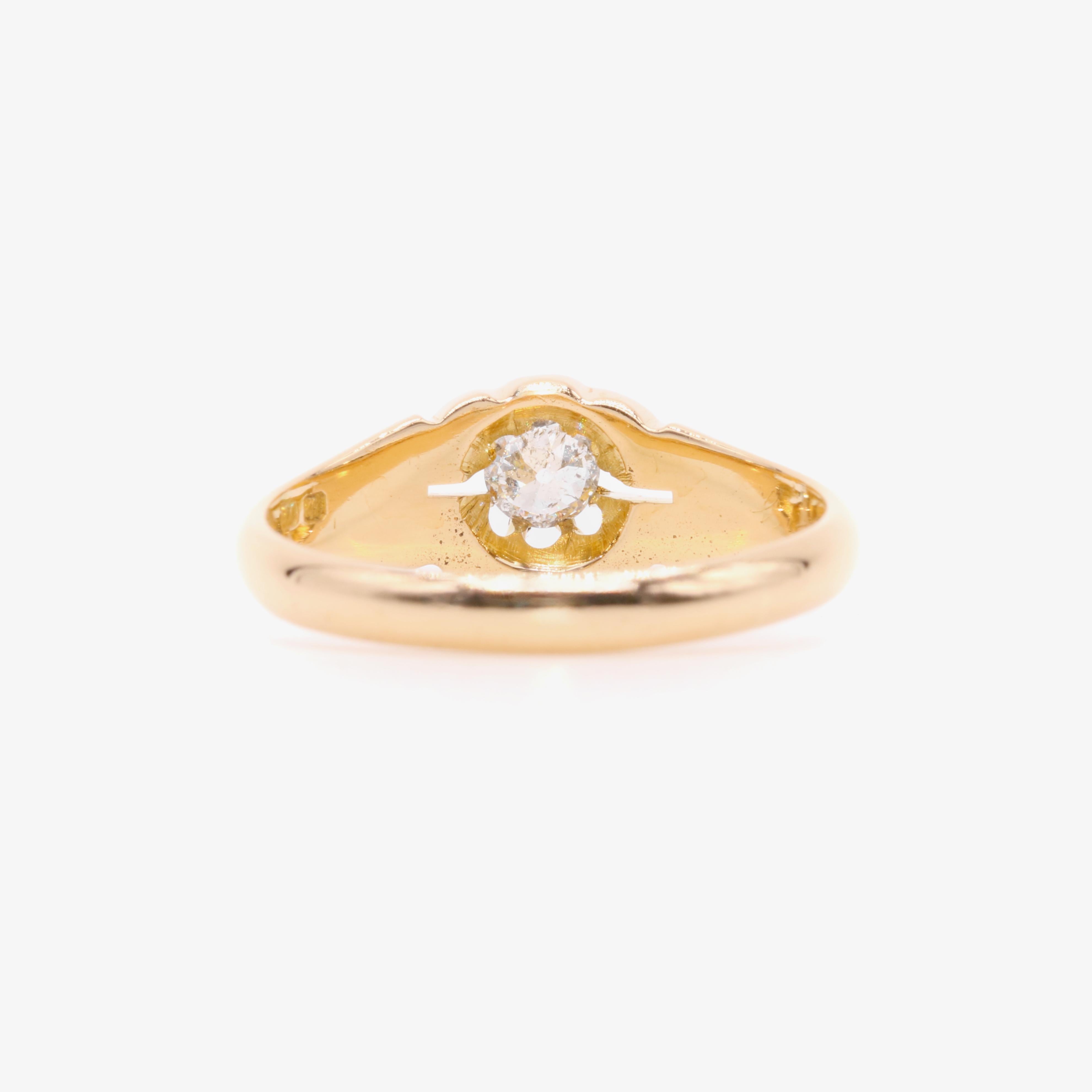 Bague ceinture solitaire victorienne ancienne en or 18 carats avec diamants taille vieille Europe Unisexe en vente