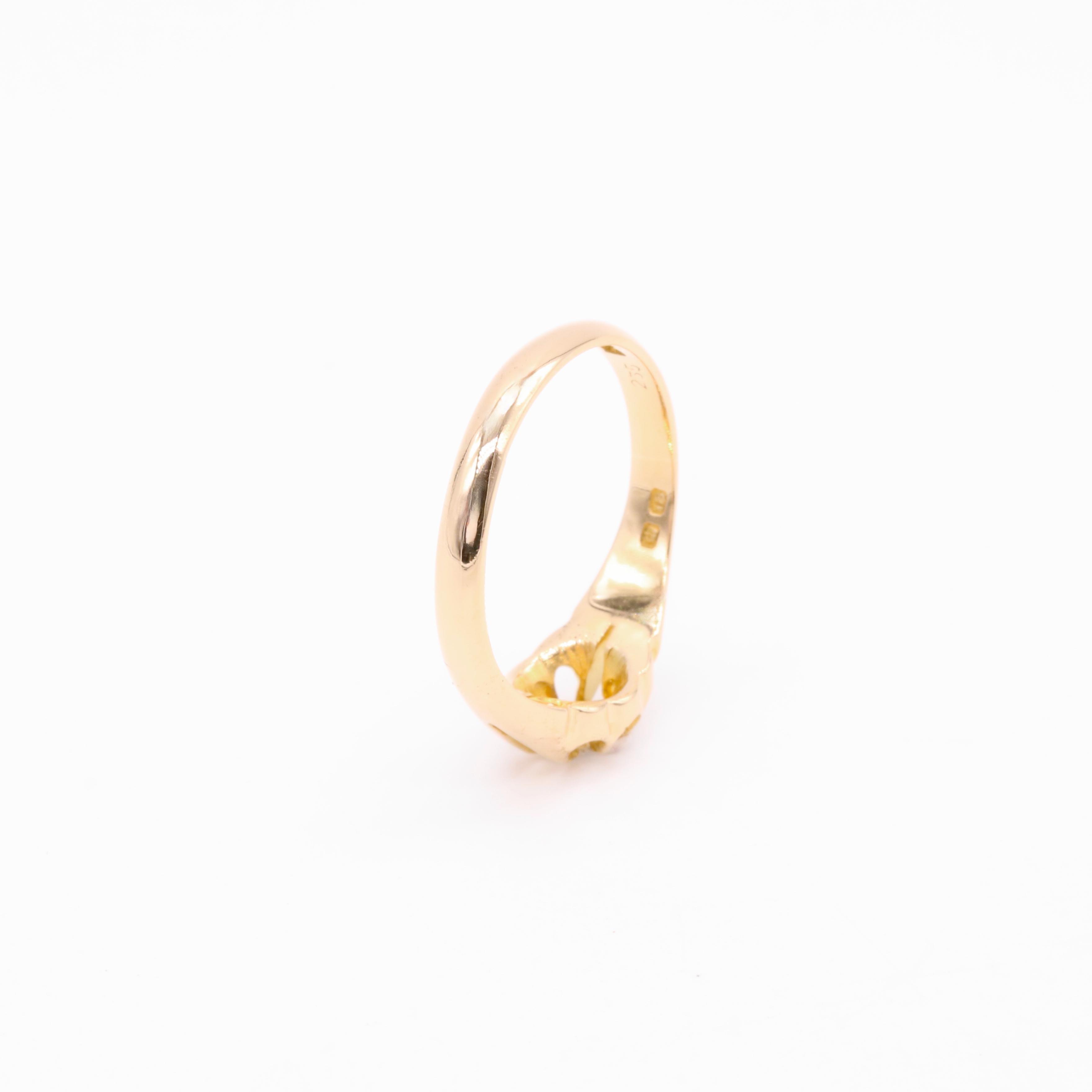 Bague ceinture solitaire victorienne ancienne en or 18 carats avec diamants taille vieille Europe en vente 2