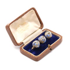 Antique Victorian 18K Gold Pale Blue Enamel & 1.09ct Old Cut Diamond Knot Brooch