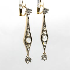 Antique Victorian 18 Karat Gold Rose Cut Diamond Earrings